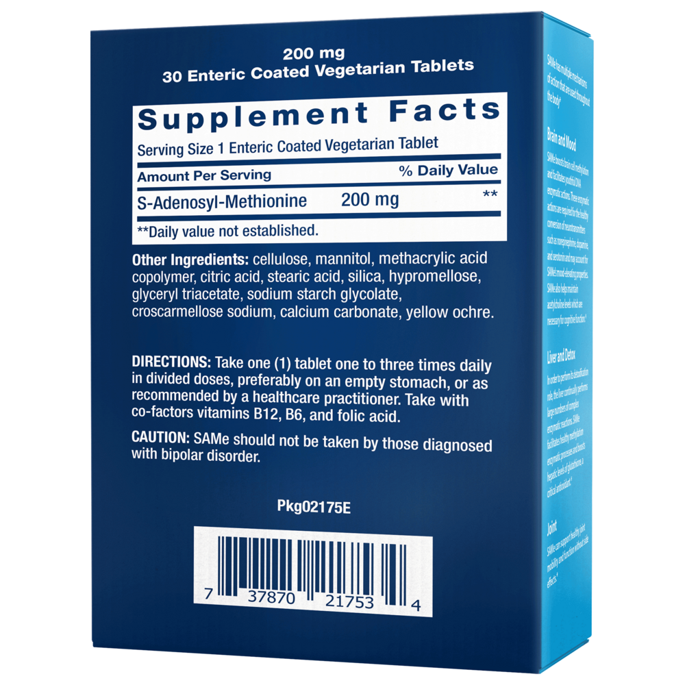 SAMe (S-Adenosyl-Methionine) 200mg Life Extension